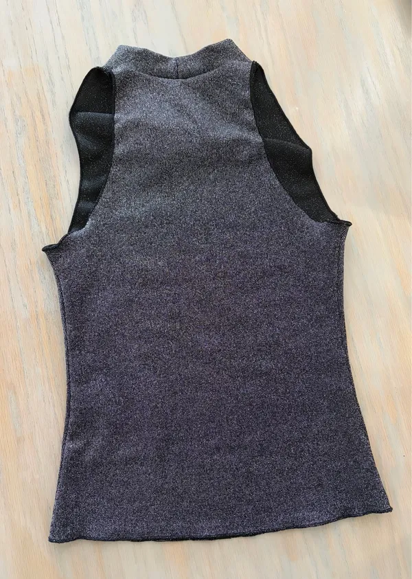 H&M Sparkly Silver High Neck Cowl Top - Image 4