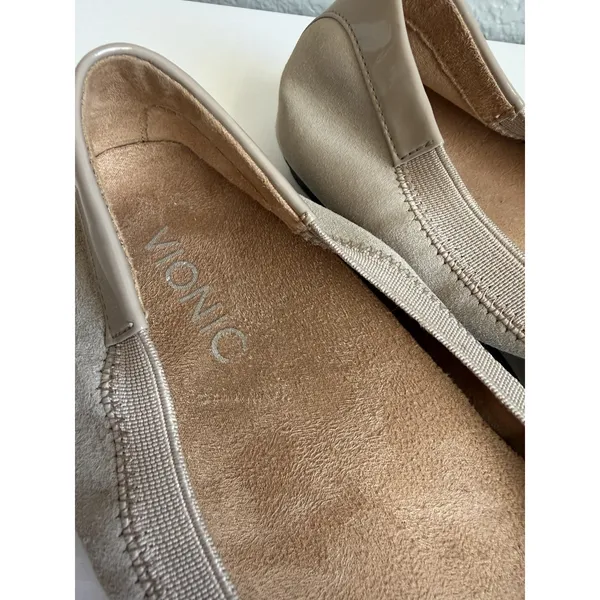 Vionic Neva Women's US 9 Taupe Suede Patent Cap Toe Buckle Ballet Flats - Image 5