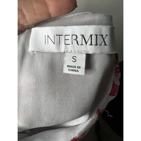 Intermix Red White Floral Silk‎ Ruffle Sleeveless Blouse Top Size Small - Image 5