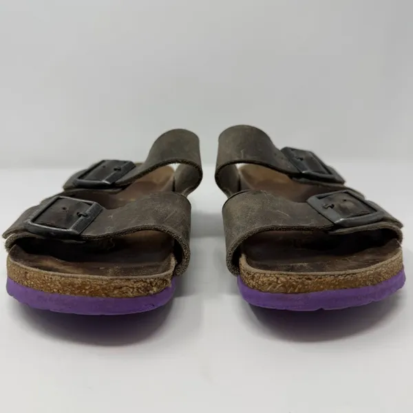 Birkenstock Arizona Leather Sandals Womens 38 Gray Purple Outdoor Gorpcore Birks - Image 4