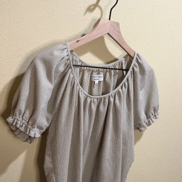 Madewell Texture & Thread Size Medium Short Sleeve Blouse - Image 3