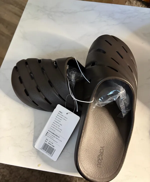 Men's Brown Slip-On Clog Sandals - Image 6