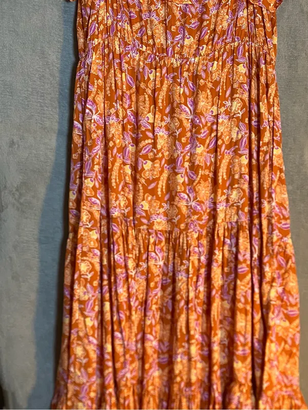 J.Crew Tiered maxi dress in painted block print Large‎ milkmaid Resort Vacation - Image 9