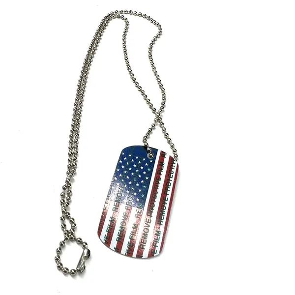 New USA America Flag Patriotic Dog Tag Necklace Land of the Free Unisex Pendant - Image 2