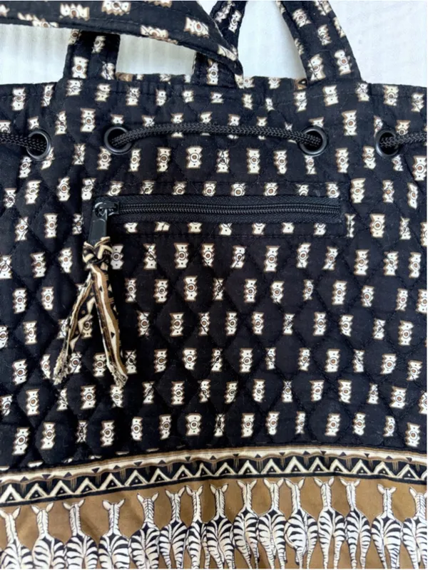 Women's Vera Bradley Black & Brown Zebra Print Quilted Backpack One Size - Image 13