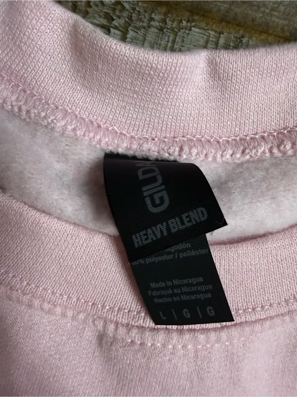 Gildan Pink Crewneck Sweatshirt with Sequin Bow Applique - Image 2