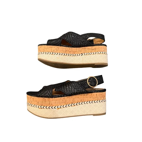 Zara Woven Platform Espadrille Sandals Black NWOT Size 36/6 - Image 5