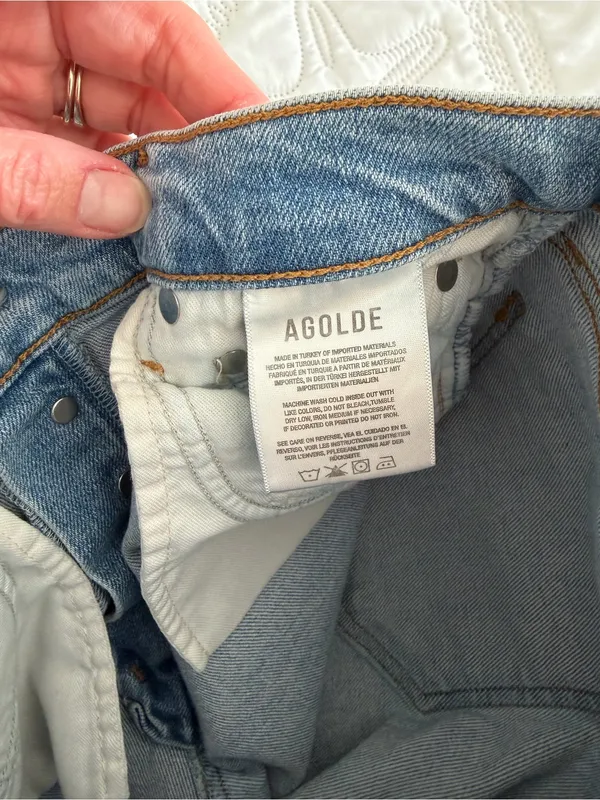 AGOLDE Jamie High‎ Rise Classic Light Wash Jeans Size 25 Button Fly - Image 10