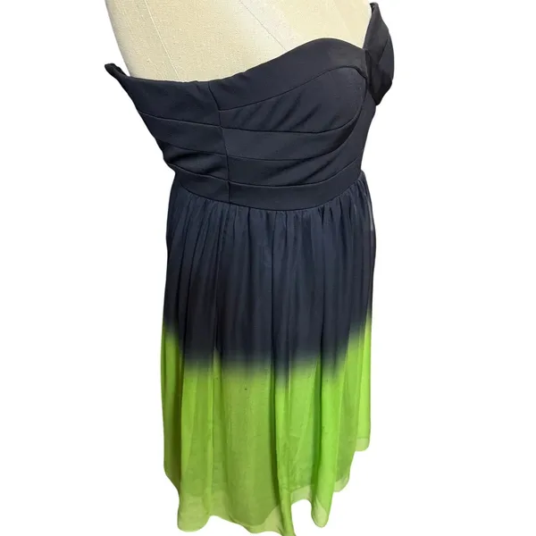 Donna Morgan 2‎ Strapless Silk Ombre Dress Black Green Wedding Guest Fairy Y2K - Image 5