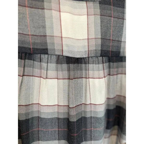 Loft Plaid Button Popover Long Sleeve Swing‎ Shirt Dress Size Medium Belt - Image 4