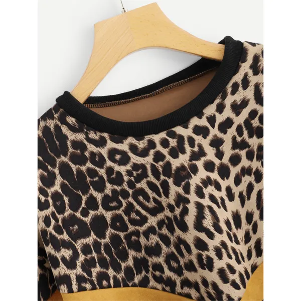 SheIn Color Block Leopard Panel Drop Shoulder Sweater 2XL - Image 17