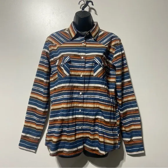 Panhandle Western Long Sleeve Serape Shirt Size Medium NWT Button Snaps Orange - Image 2