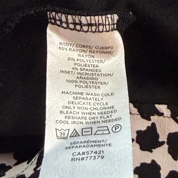Ann Taylor Black Mock Neck Houndstooth Hem Layered Look Top Large 3/4 Sleeve - Image 4