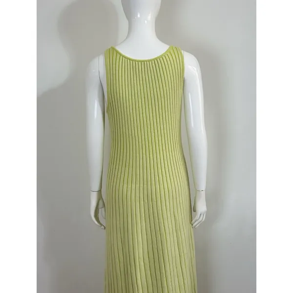 By Together Ribbed Knit Maxi Dress Lime Green Size M Tank Sleeveless Bodycon - Image 7