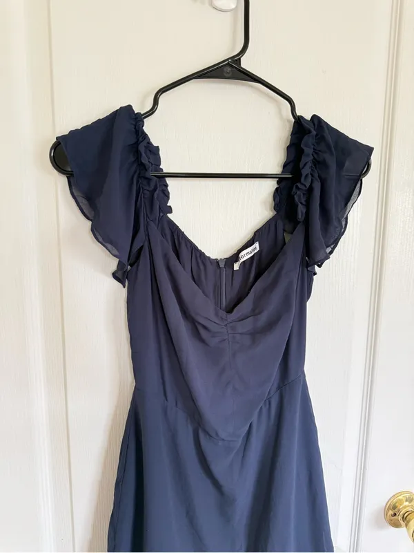 Reformation Hyacinth Navy Blue Mini Dress - Image 3