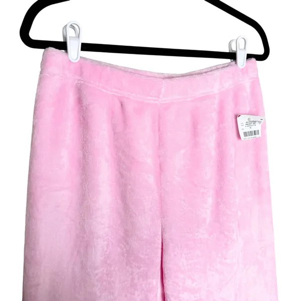 Young & Chic Plush Wide Leg Pajama Pants Size Juniors XL Pink Cozy Soft Lounge - Image 2
