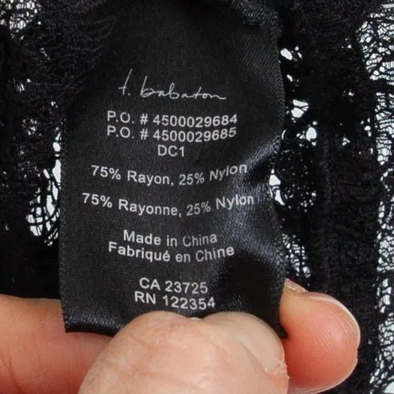 Aritzia Womens Babaton Eyelash Lace Peplum Short Sleeve Top Size‎ XS Black Goth - Image 4