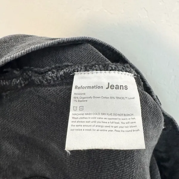 Reformation Charlie Jeans Size 24 Dark Faded Black Seamed Button Fly Alternative - Image 8