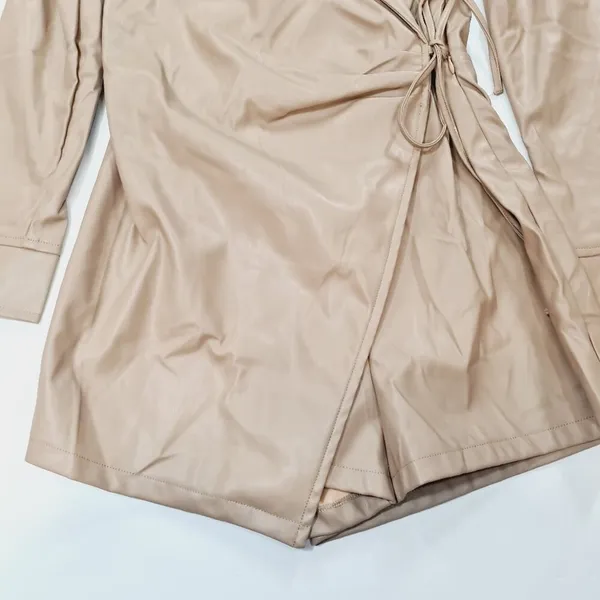 Superdown Chantel Leather Romper in Nude Medium - Image 7