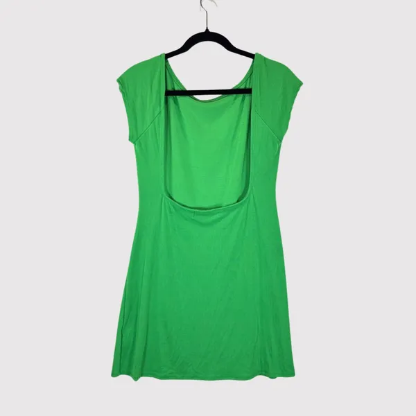 FP Beach Womens Dress Green Rosalia Low Back Mini Short Sleeve A Line Medium - Image 4