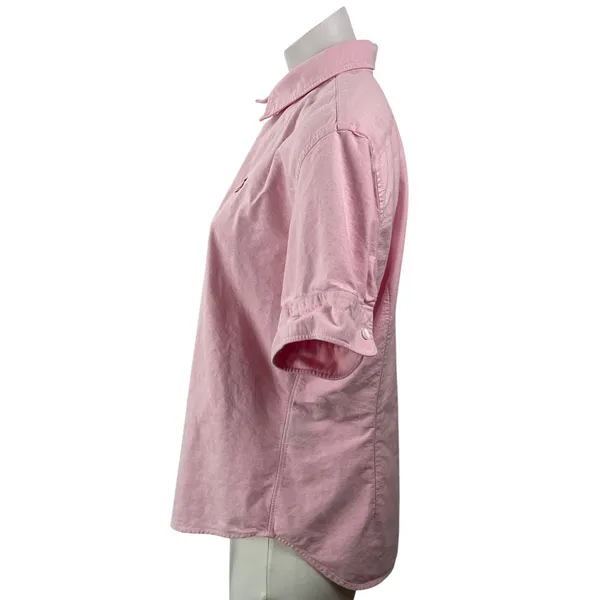 Ralph Lauren Women's Pink Cotton Short Sleeve Button Down Shirt Top Size 14 - Image 2