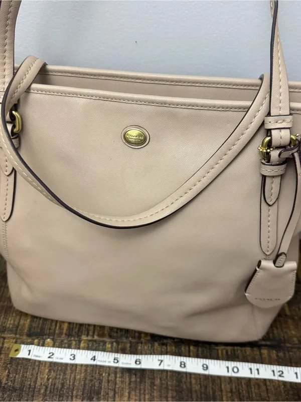 Coach Peyton Leather Zip Top Tote F27349 Brass/Sand bag - Image 7
