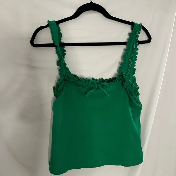 Maeve Anthropologie Ruffled Cami Top Green Size Large - Image 2