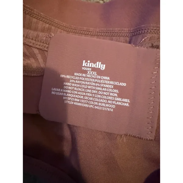 Kindly NWT Ribbed Plunge Bralette XXXL Burlwood Wireless Comfort Lounge‎ Bra - Image 3