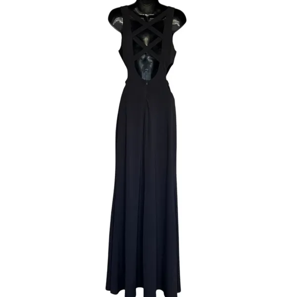 NWT Steppin Out Cut Out Maxi Dress‎ Sz 7 Black Formal Prom Evening Slit - Image 3