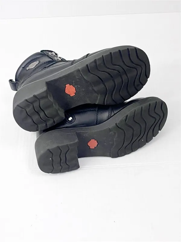 HARLEY DAVIDSON Black Moto Biker Boots Size 5 Bikercore Grunge Academia - Image 3