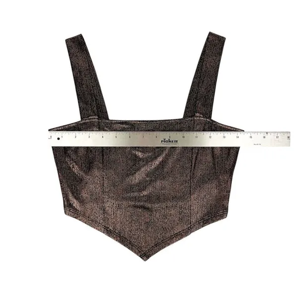 Forever 21 Bronze Brown Gold Metallic Crop Top Square‎ Neck Size Medium - Image 4