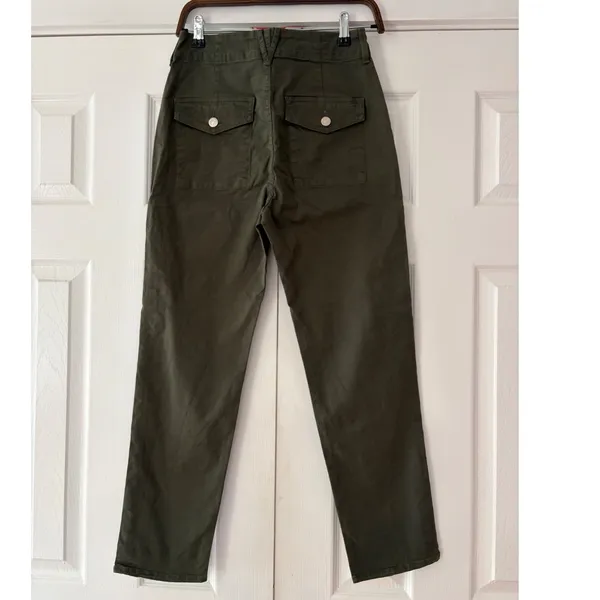 Veronica Beard Jean Army Green Utility‎ Pants Button Fly Straight Leg Olive 26 - Image 3