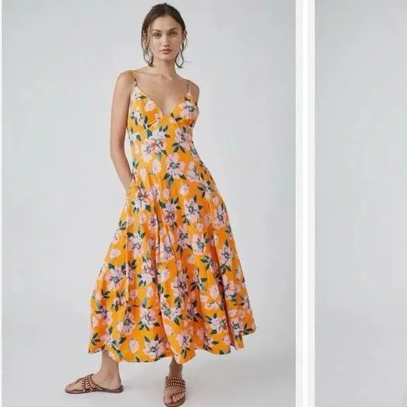 Free People Yellow Floral Maxi Dress - Image 3