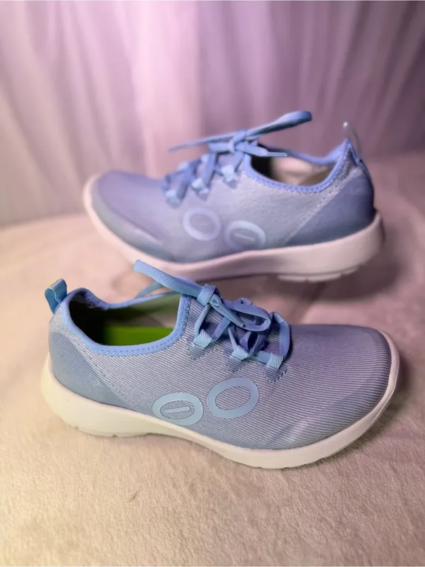 OOFOS Light Blue Knit Slip-On Women's Sneakers - Image 2