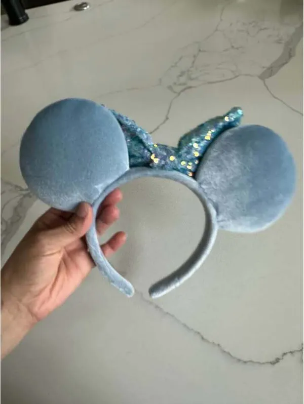 Disney Minnie Mouse Ear Headband with Sequined Bow - Cornflower Blue - Image 4