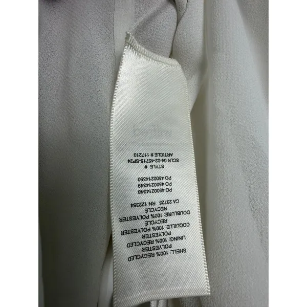 Wilfred Aritzia White Silky Semi Sheer Tie Front Sleeveless Blouse Size Small - Image 7