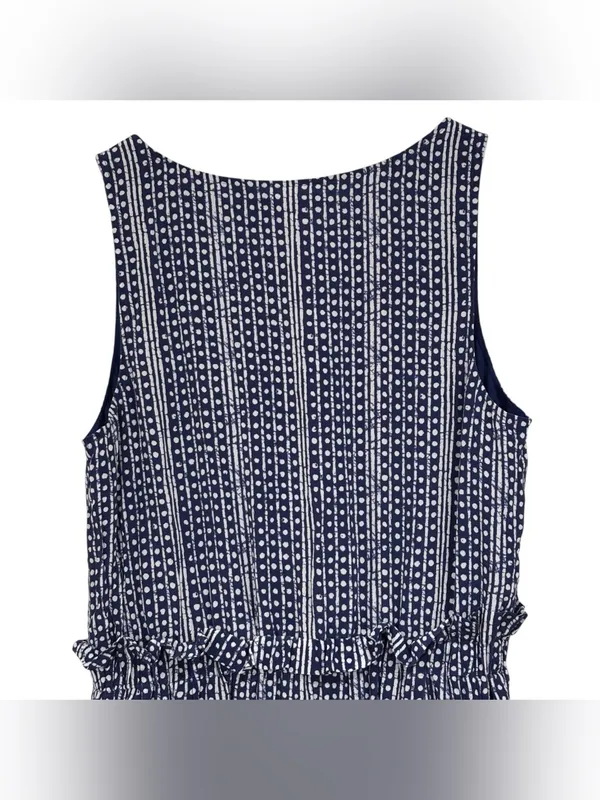 Madewell Blue White Batik Print Silk Paperbag Ruffle Waist Dress Size 8 Womens - Image 8