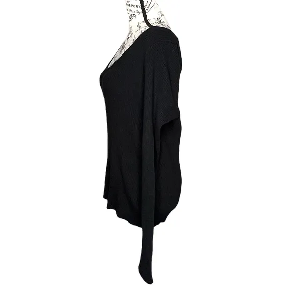 Universal Thread (XXL) Black Ribbed Long Sleeve Scoop Neck Top Soft Stretch - Image 2