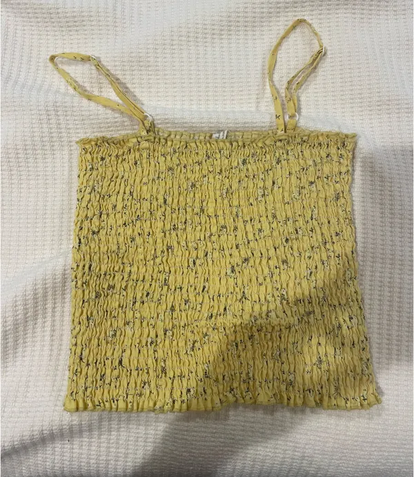 Brandy Melville Linen Yellow Floral Tank Top - Image 2