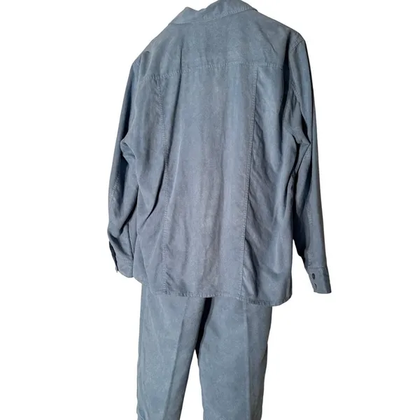 Ladies Club 2pc Baby Blue‎ Suede Pants Set Women's Size Large - Image 6