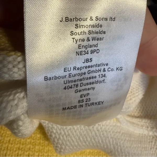 Barbour Dana Sweater Vest Womens US 12 White Yellow Cotton Coastal Preppy - Image 8