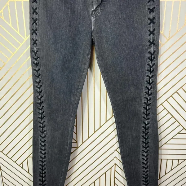 Hudson‎ Jeans The Stevie Midrise Lace Up Skinny Jeans in Vacancy Gray Size US 27 - Image 5
