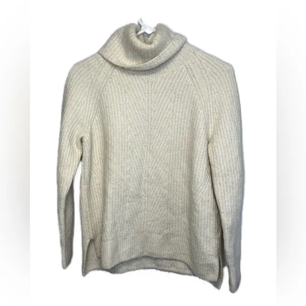 Madewell Mercer Ivory Thick Knit Wool Blend Turtleneck Sweater Sz S - Image 7