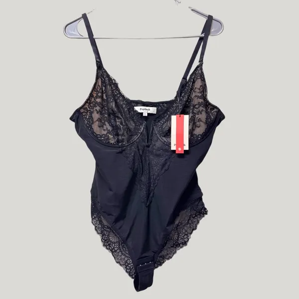 NWT Popilush Lace Shapewear Bodysuit – V-Neck Tummy Control Thong –‎ Lg - Image 4