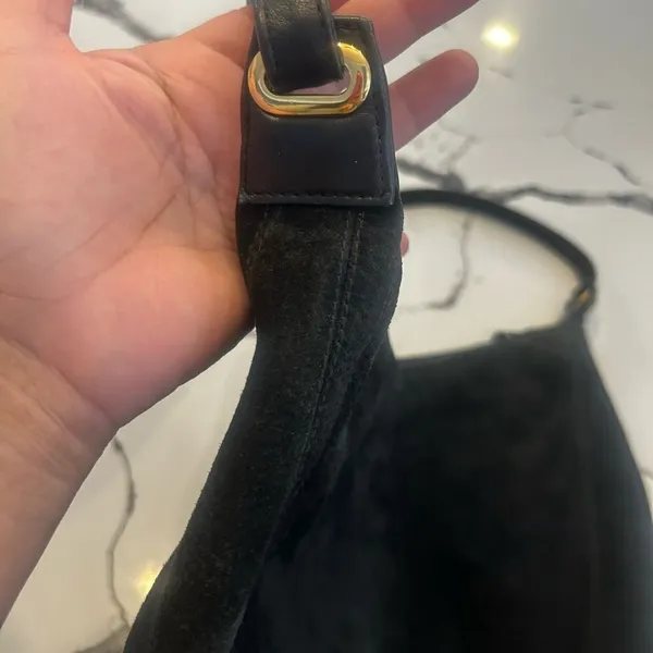 GANSON Black Suede Shoulder Bag Black - Image 5