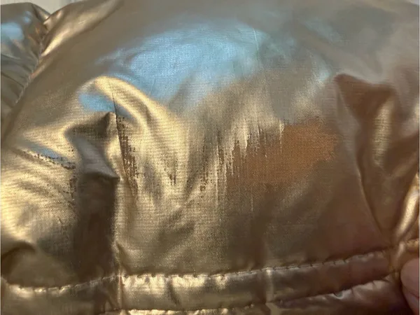 SAM. Women’s Medium Metallic Gold Puffer Jacket Real Fur Hood Trim Zipper Close - Image 8