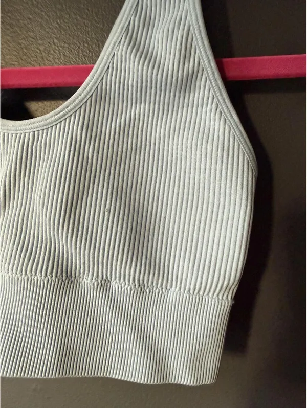 Aerie Light Blue Ribbed Sports Bra Top Size S/P - Image 2