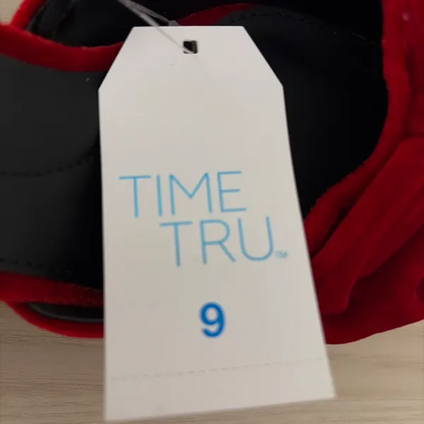 Time and Tru New! Women's Red Velvet Bow Mules size 9 - Image 7