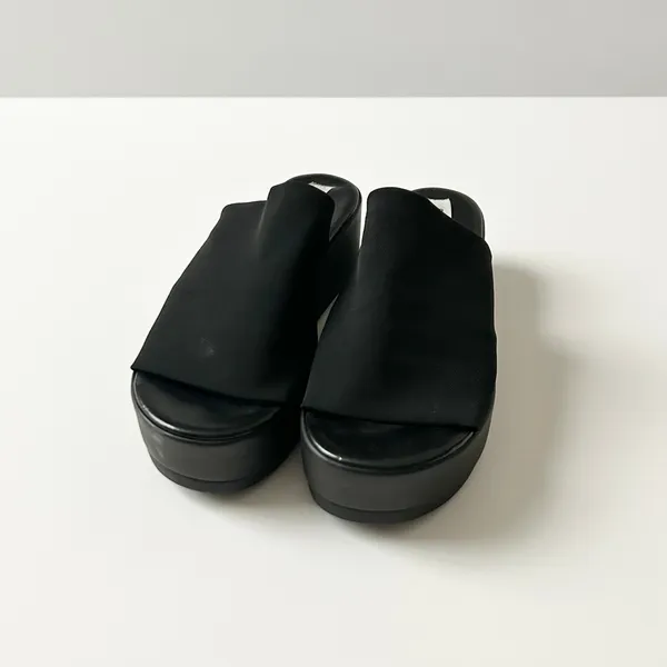 Steve Madden Slinky Platform Sandals Fabric Black 7 Made in Italy Y2K Retro - Image 2