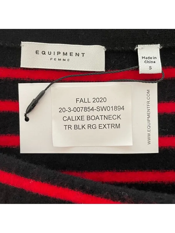 Equipment Calixe Boatneck 100% Wool Sweater Size Small Stripes Nautical Yacht - Image 5